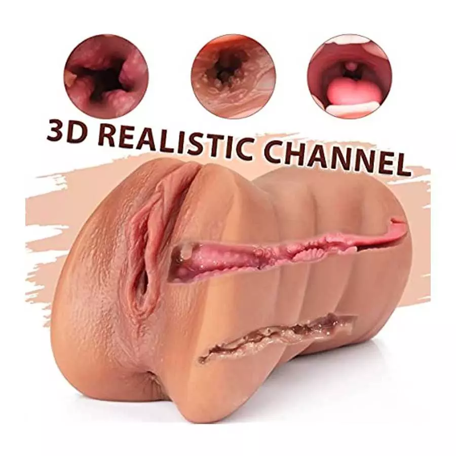 3 in 1 Pocket Pussy Male Masturbators with Lifelike Face, Sex Doll with Realistic Textured Mouth Vagina and Tight Anus, Masturba