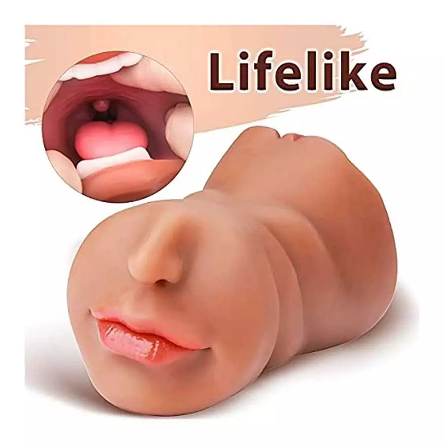 3 in 1 Pocket Pussy Male Masturbators with Lifelike Face, Sex Doll with Realistic Textured Mouth Vagina and Tight Anus, Masturba