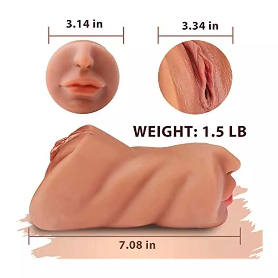 3 in 1 Pocket Pussy Male Masturbators with Lifelike Face, Sex Doll with Realistic Textured Mouth Vagina and Tight Anus, Masturba