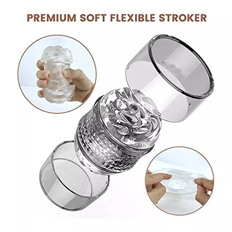 Manual Sucking Male Adult Sex Toys for Men Penis Stroker,Open Ended Male Men's Sex Toy Masturbator Pocket Pussy Sleeve for Men,M