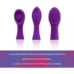 JIMMYJANE Focus Sonic Vibrator - Unique Bulbous Design, 3 Interchangeable Silicone Head Attachments, Customizable Vibration to P