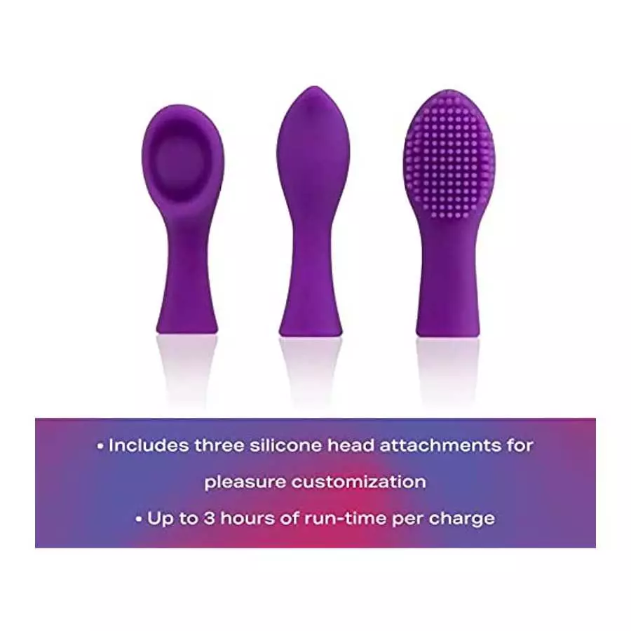 JIMMYJANE Focus Sonic Vibrator - Unique Bulbous Design, 3 Interchangeable Silicone Head Attachments, Customizable Vibration to P