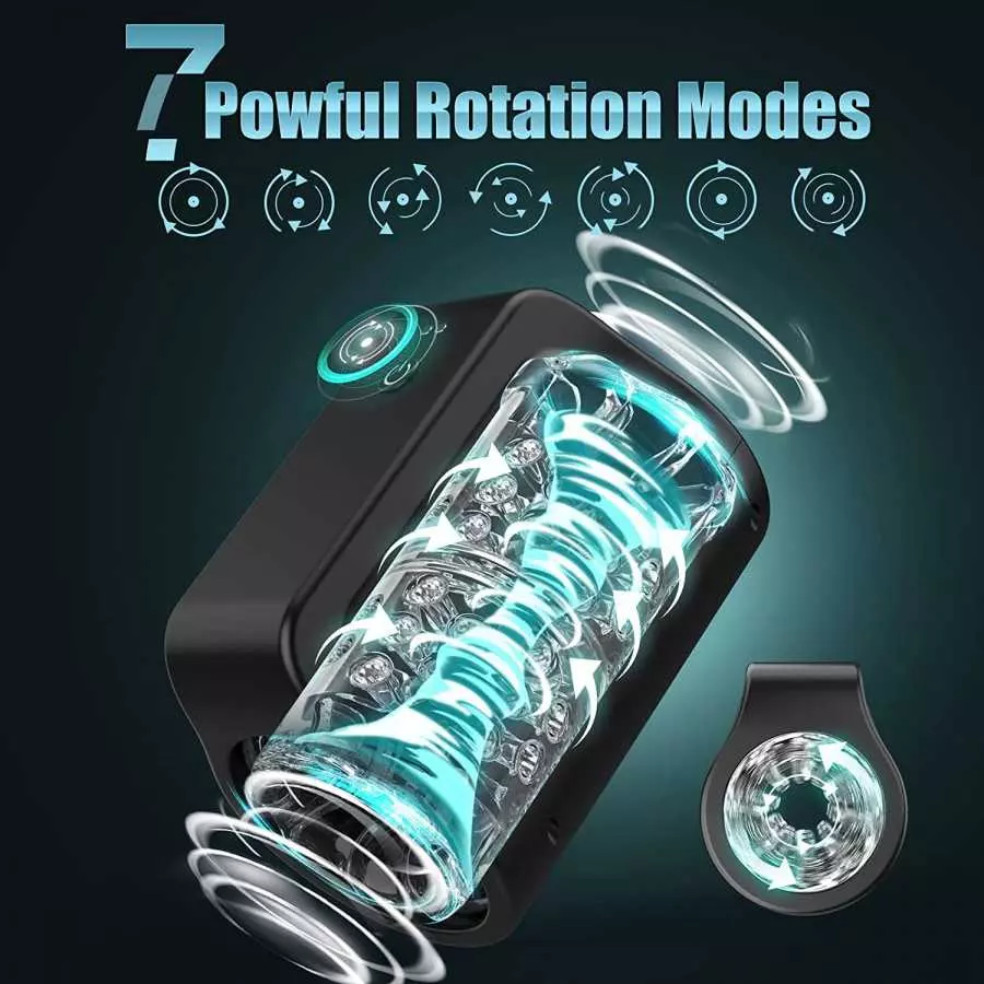 Automatic Male Masturbators, Open-Ended Penis Vibrator 7 Rotating Modes for Penis Stimulation, Realistic TPE Pocket Pussy for Ma