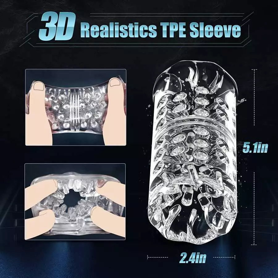 Automatic Male Masturbators, Open-Ended Penis Vibrator 7 Rotating Modes for Penis Stimulation, Realistic TPE Pocket Pussy for Ma