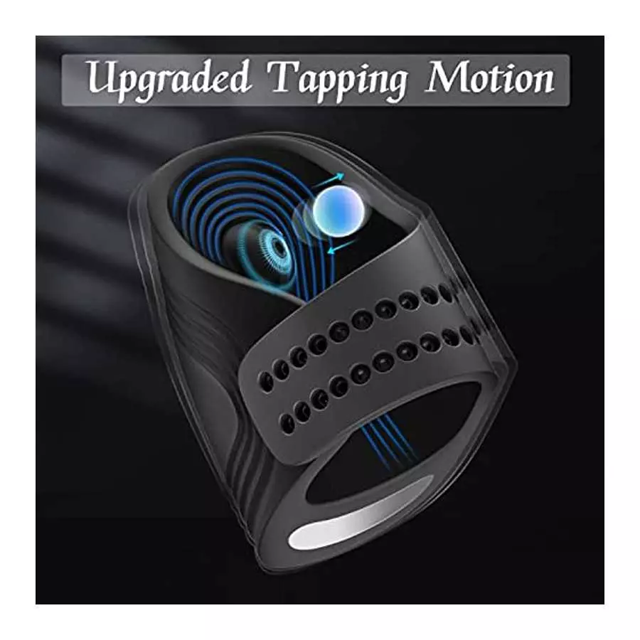 Tapping Male Masturbator, Hands-Free Penis Vibrator with Adjustable Buckle & 7 Training Modes, Rechargeable Portable Male Vibrat