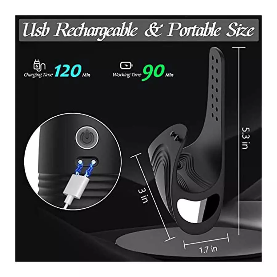 Tapping Male Masturbator, Hands-Free Penis Vibrator with Adjustable Buckle & 7 Training Modes, Rechargeable Portable Male Vibrat