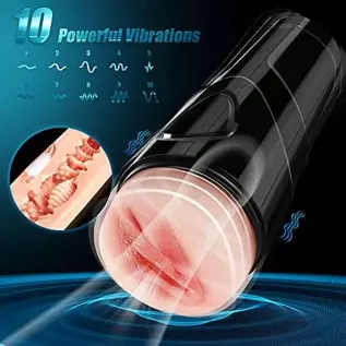 Hands Free Vibrating Male Masturbator Sex Toy for Men, Realistic Textured Vagina Pocket Pussy with 10 Vibrations for Men Blowjob Hands Free Vibrating Male Masturbator Sex Toy for Men, Realistic Textured Vagina Pocket Pussy with 10 Vibrations for Men Blowjob