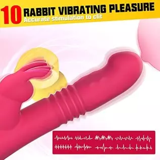 Beaded Thrusting G Spot Vibrator, 9.8" Rabbit Vibrator Adult Sex Toys with 3 Thrusting & Rotation 10 Vibrations Modes, Waterproo Beaded Thrusting G Spot Vibrator, 9.8" Rabbit Vibrator Adult Sex Toys with 3 Thrusting & Rotation 10 Vibrations Modes, Waterproo