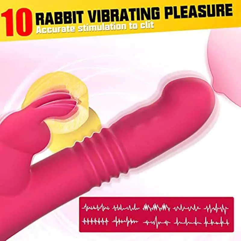 Beaded Thrusting G Spot Vibrator, 9.8" Rabbit Vibrator Adult Sex Toys with 3 Thrusting & Rotation 10 Vibrations Modes, Waterproo