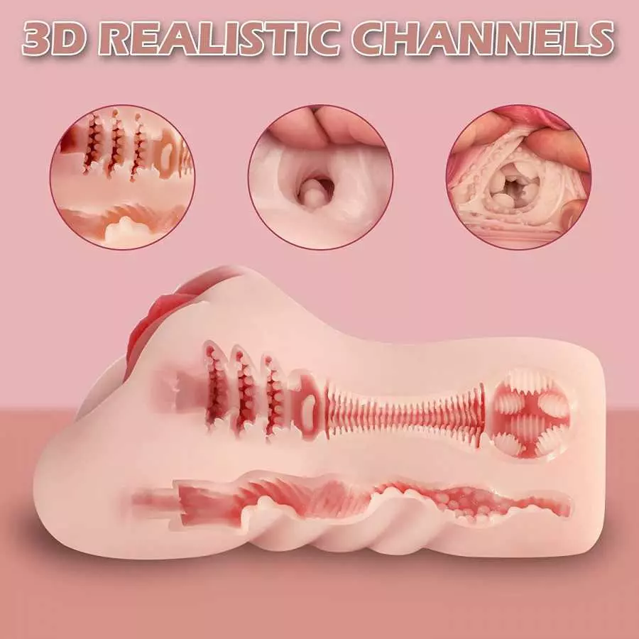 Lifelike Pocket Pussy Male Masturbator Sex Toy for Men with 3D Realistic Vagina and Anal Sex, Adult Toys Sex Doll Portable Flesh