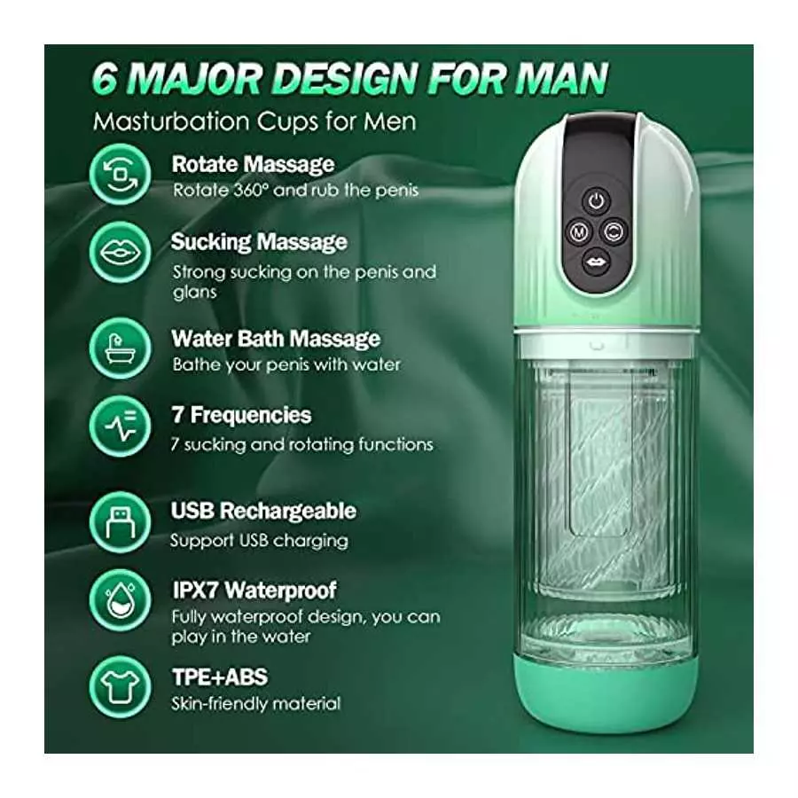 Automatic Male Masturbator with Tongue Licking, 7 Rotating and Sucking Fully Waterproof Masturbation Cup,Men's Pocket Pussy Hand