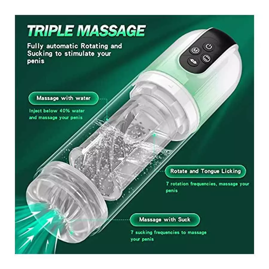 Automatic Male Masturbator with Tongue Licking, 7 Rotating and Sucking Fully Waterproof Masturbation Cup,Men's Pocket Pussy Hand