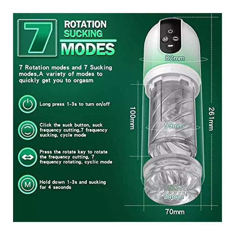 Automatic Male Masturbator with Tongue Licking, 7 Rotating and Sucking Fully Waterproof Masturbation Cup,Men's Pocket Pussy Hand