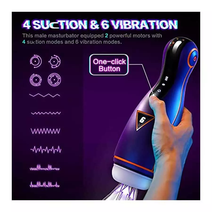 Automatic Sucking Blowjob Sex Machine LED Male Masturbator,Adult Sex Toys for Men,Vibrating Heating Hands Free Men's Sex Toy Str