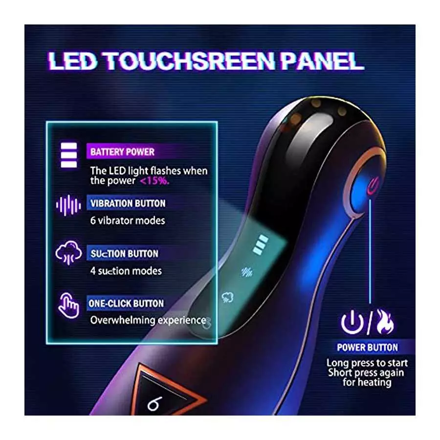 Automatic Sucking Blowjob Sex Machine LED Male Masturbator,Adult Sex Toys for Men,Vibrating Heating Hands Free Men's Sex Toy Str