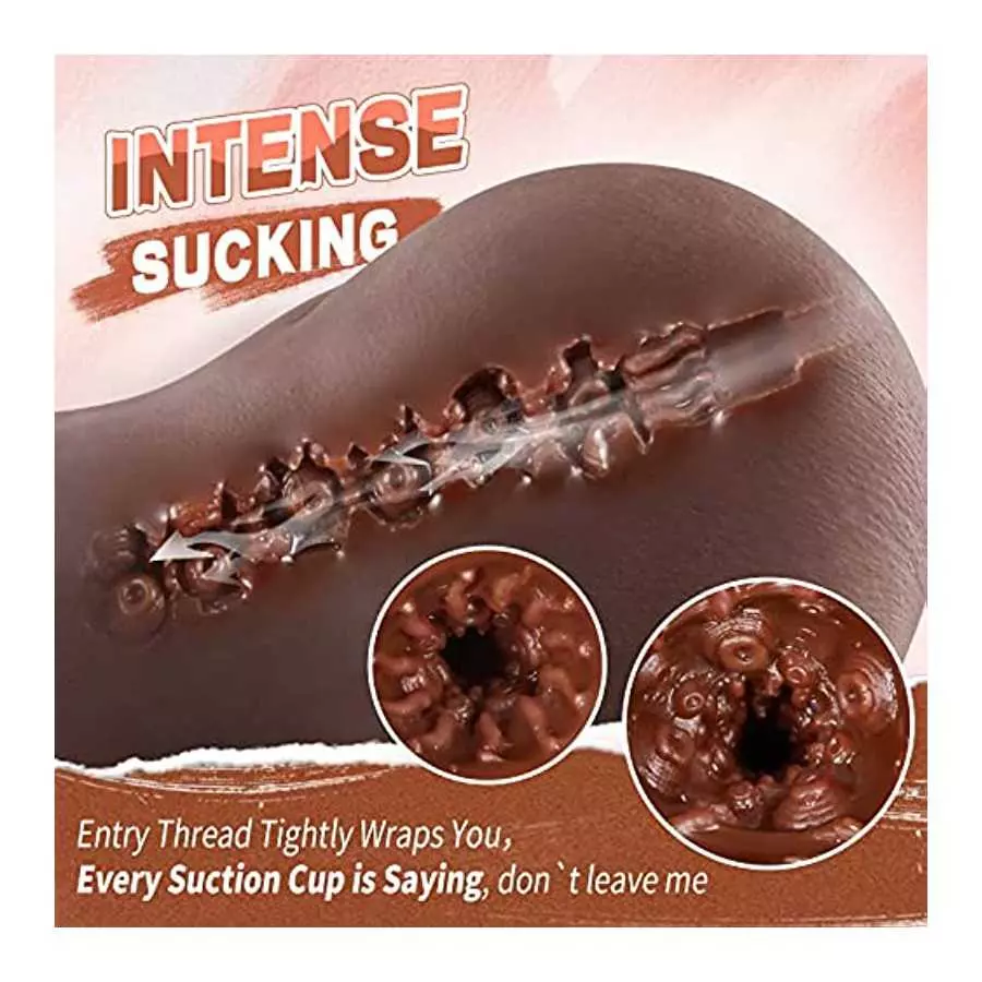 4.5LB Brown Anal Male Masturbator Sex Doll with Strong Suction, Realistic Vagina Pocket Pussy Ass Masturbator with 2 Hole for Pl