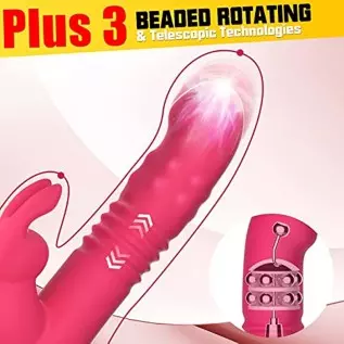 Beaded Thrusting G Spot Vibrator, 9.8" Rabbit Vibrator Adult Sex Toys with 3 Thrusting & Rotation 10 Vibrations Modes, Waterproo Beaded Thrusting G Spot Vibrator, 9.8" Rabbit Vibrator Adult Sex Toys with 3 Thrusting & Rotation 10 Vibrations Modes, Waterproo