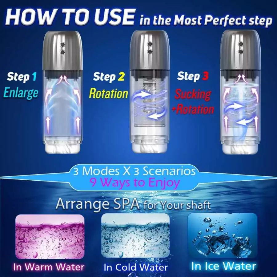 2 in 1 Automatic Male Masturbator Cup Penis Pump Enlargement, MXUXEN Fully Waterproof Male Masturbators Sex Toy Pocket Pussy wit