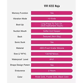 VIVI KISS NAJA Suction Vibrator, Rose Gold / Black Gold / Purple Gold VIVI KISS NAJA Suction Vibrator, Rose Gold / Black Gold / Purple Gold