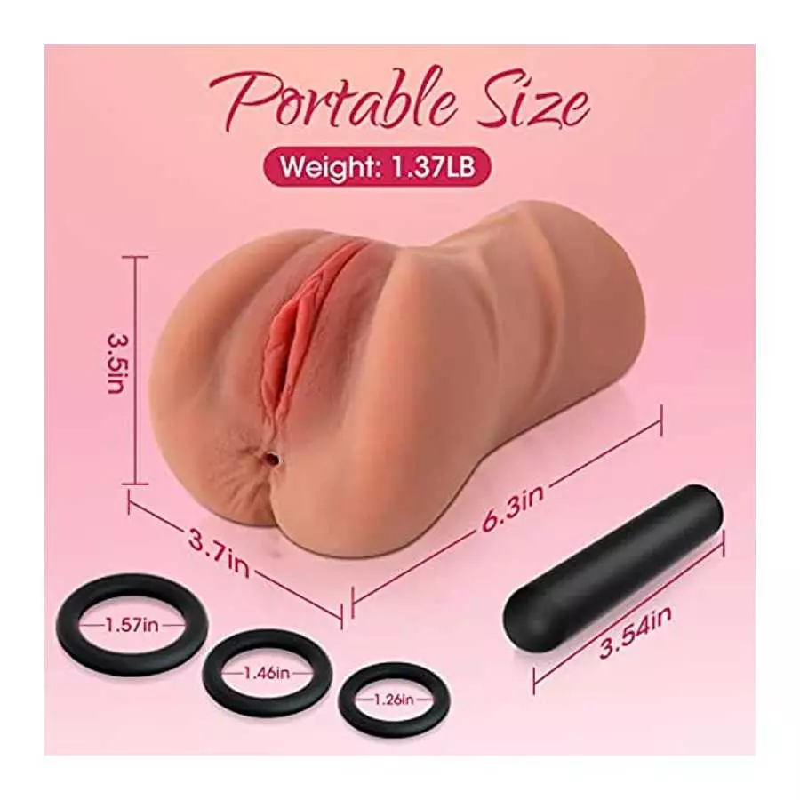 Male Masturbator Male Sex Toy - 4in1 Upgrade Pocket Pussy Sex Toys for Men with Powerful Bullet Vibrator & 3 Penis Ring, 10 Vibr