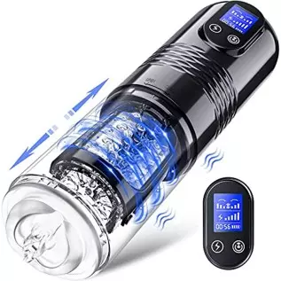 Automatic Male Masturbator Sex Toys - Male Masturbators with 10 Vibrating & 6 Thrusting, LCD Display Adult Toys Sex Toy for Men