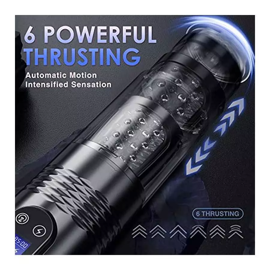 Automatic Male Masturbator Sex Toys - Male Masturbators with 10 Vibrating & 6 Thrusting, LCD Display Adult Toys Sex Toy for Men