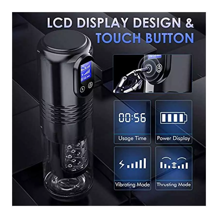 Automatic Male Masturbator Sex Toys - Male Masturbators with 10 Vibrating & 6 Thrusting, LCD Display Adult Toys Sex Toy for Men