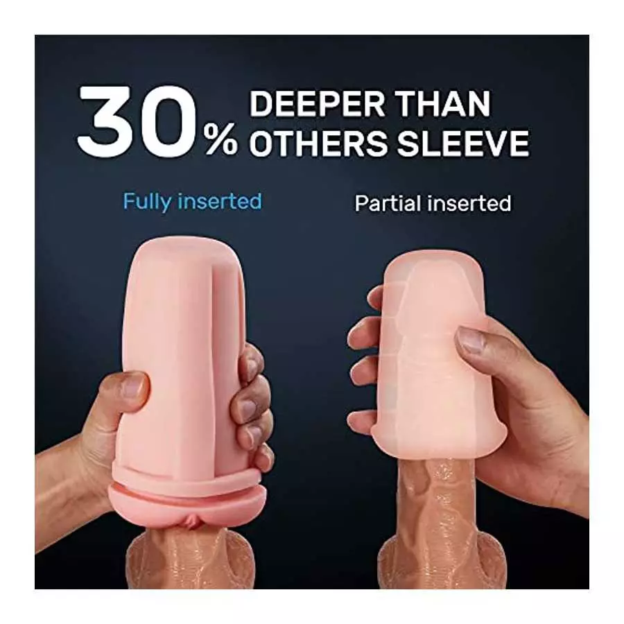 TIVINO Handheld Male Masturbators Cup with Deeper Wrapped, Realistic Pocket Pussy Stroker with Strong Suctions, Male Sex Toy for
