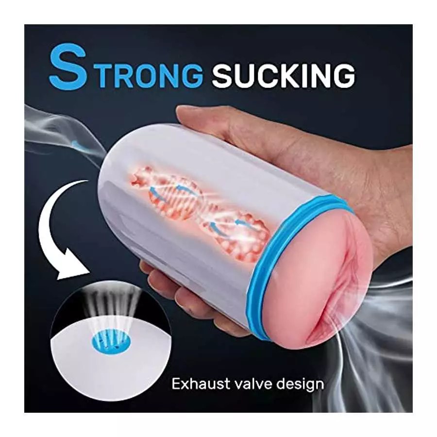 TIVINO Handheld Male Masturbators Cup with Deeper Wrapped, Realistic Pocket Pussy Stroker with Strong Suctions, Male Sex Toy for