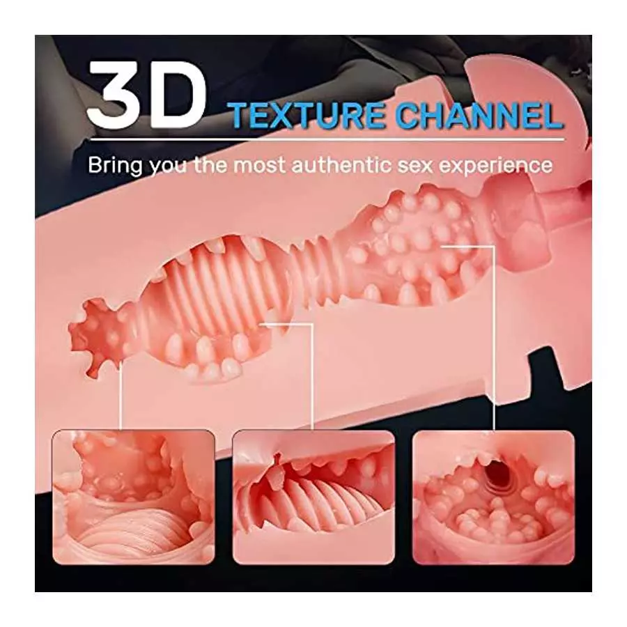 TIVINO Handheld Male Masturbators Cup with Deeper Wrapped, Realistic Pocket Pussy Stroker with Strong Suctions, Male Sex Toy for