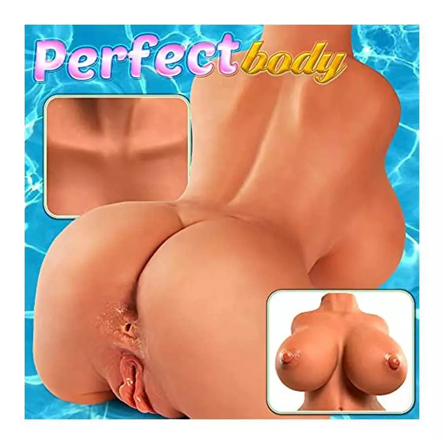 7.7LB Sex Doll Realistic Male Masturbator, 3 in 1 Brown Big Boobs Pussy Ass Masturbator Toy with Realistic Vagina Anal, Lifelike