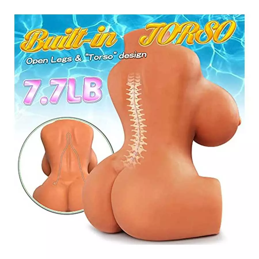 7.7LB Sex Doll Realistic Male Masturbator, 3 in 1 Brown Big Boobs Pussy Ass Masturbator Toy with Realistic Vagina Anal, Lifelike
