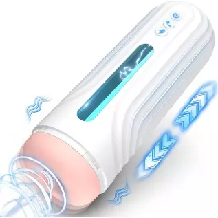 Automatic Male Masturbator Sex Toys-Male Masturbator with 5 Thrusting&Vibrating Bullet Vibrator, Cafatop LCD Display Adult Sex T