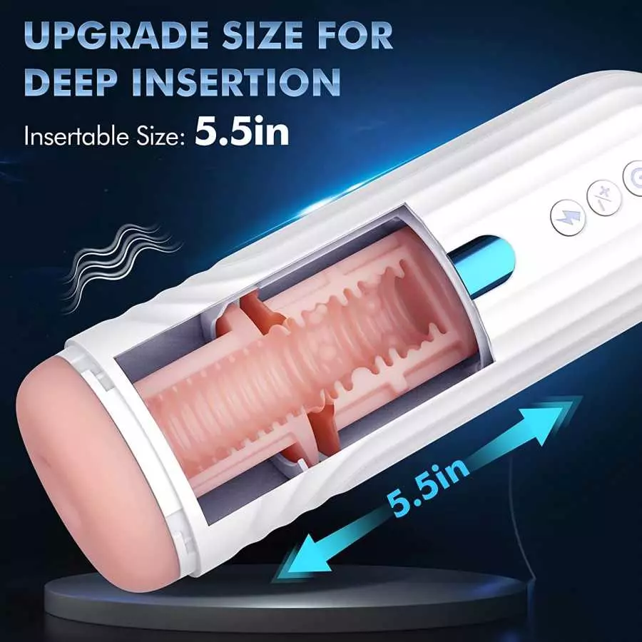 Automatic Male Masturbator Sex Toys-Male Masturbator with 5 Thrusting&Vibrating Bullet Vibrator, Cafatop LCD Display Adult Sex T