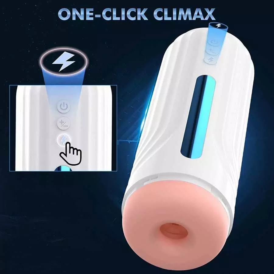 Automatic Male Masturbator Sex Toys-Male Masturbator with 5 Thrusting&Vibrating Bullet Vibrator, Cafatop LCD Display Adult Sex T