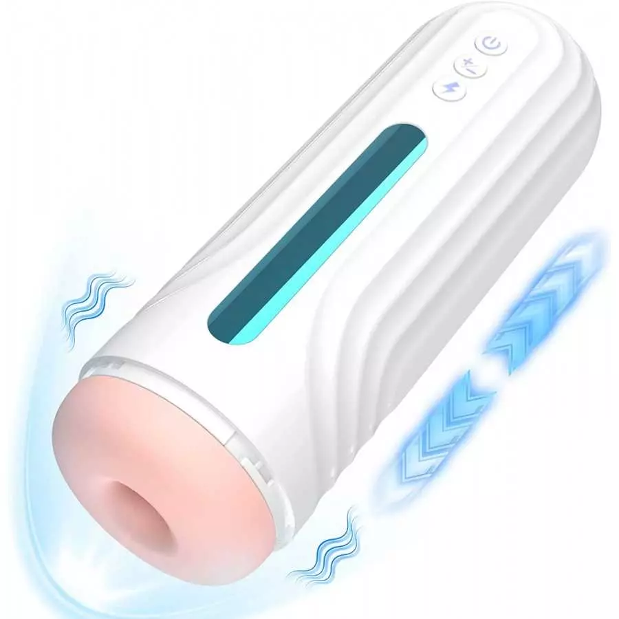Automatic Male Masturbator Sex Toys-Male Masturbator with 5 Thrusting&Vibrating Bullet Vibrator, Cafatop LCD Display Adult Sex T