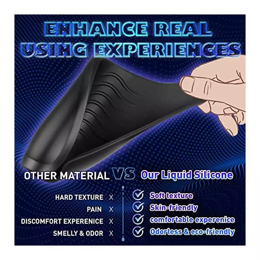 Vibrating Male Masturbator Penis Training Vibrator, Soft Liquid Silicone Men Vibrator with 8 Powerful Vibration Adjustable Strok