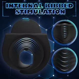 Vibrating Male Masturbator Penis Training Vibrator, Soft Liquid Silicone Men Vibrator with 8 Powerful Vibration Adjustable Strok