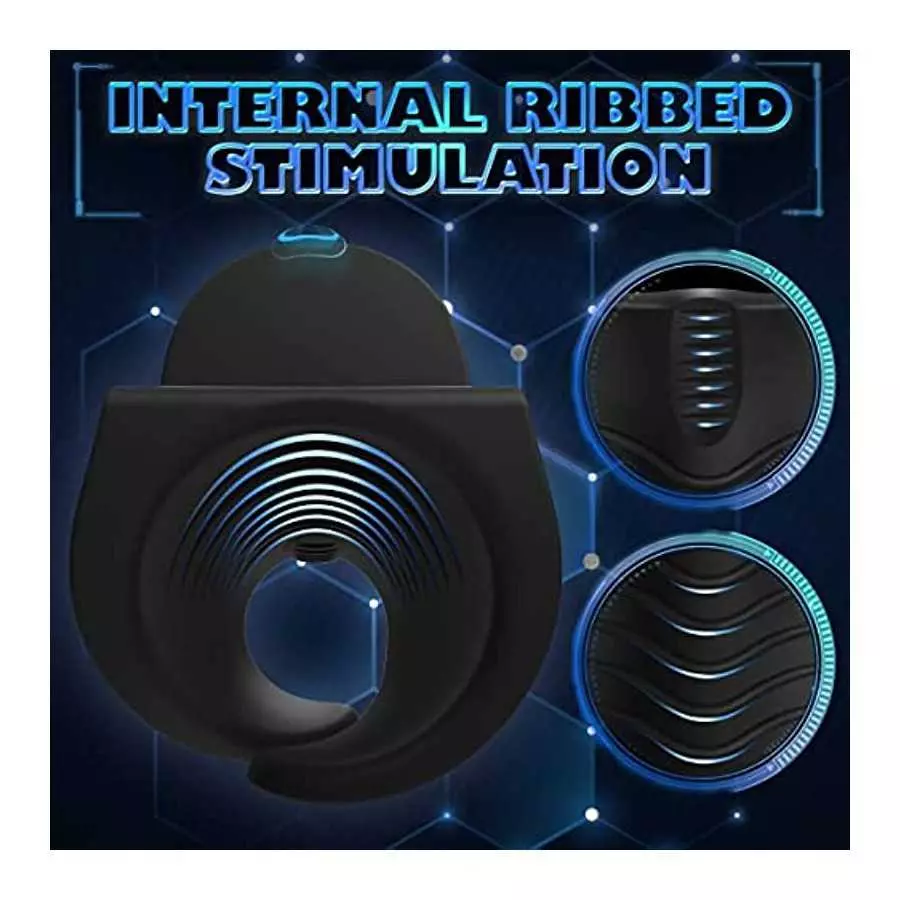 Vibrating Male Masturbator Penis Training Vibrator, Soft Liquid Silicone Men Vibrator with 8 Powerful Vibration Adjustable Strok