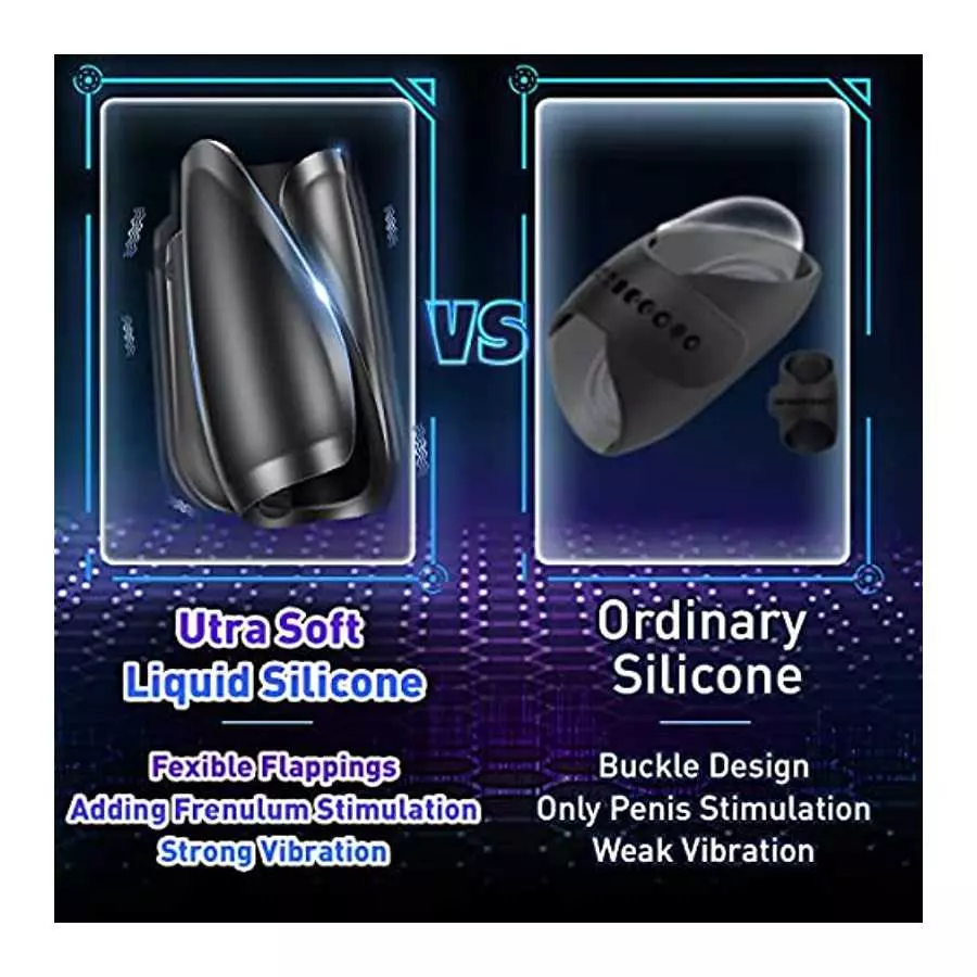 Vibrating Male Masturbator Penis Training Vibrator, Soft Liquid Silicone Men Vibrator with 8 Powerful Vibration Adjustable Strok