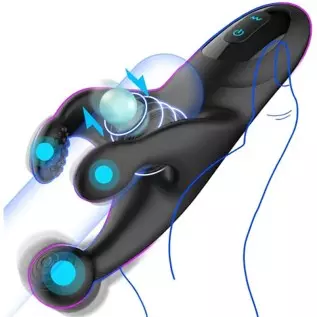Vibrating Male Masturbators Male Vibrator Electric Penis Massager with 10 Flapping & 10 Powerful Vibrations Three-End Open Desig