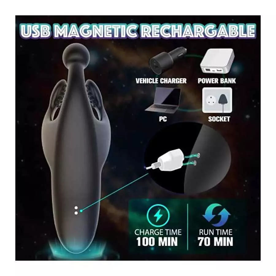Vibrating Male Masturbators Male Vibrator Electric Penis Massager with 10 Flapping & 10 Powerful Vibrations Three-End Open Desig