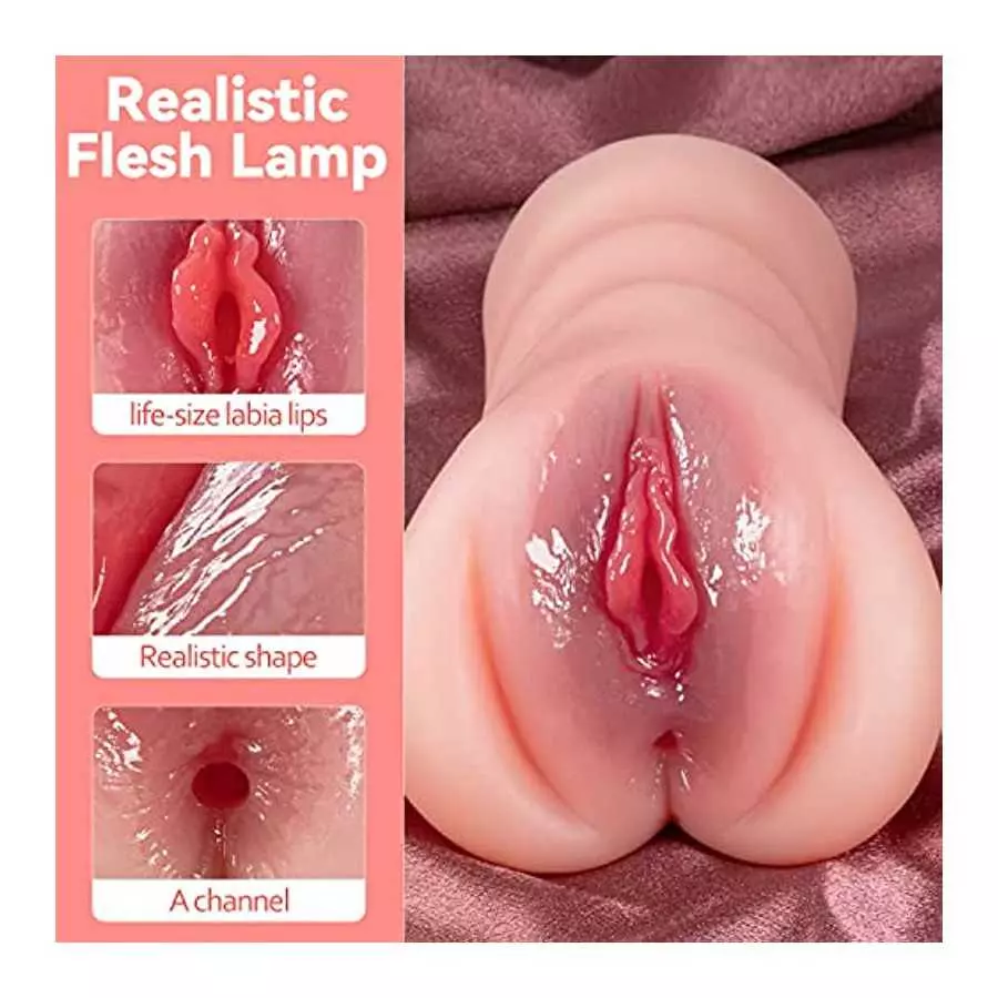1.68LB Male Masturbator Pocket Pussy Sex Toy - 2 in 1 Realistic Stroker with Real Vagina and Tight Anal Tunnels, Colorfast Soft