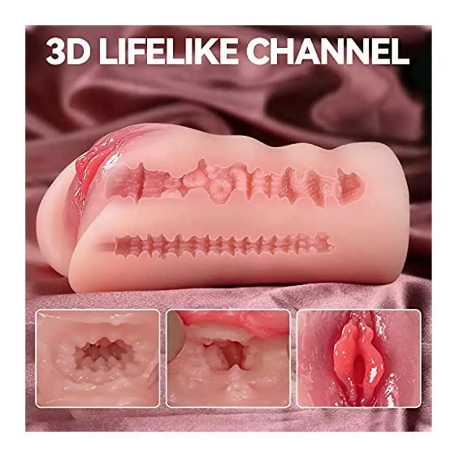 1.68LB Male Masturbator Pocket Pussy Sex Toy - 2 in 1 Realistic Stroker with Real Vagina and Tight Anal Tunnels, Colorfast Soft
