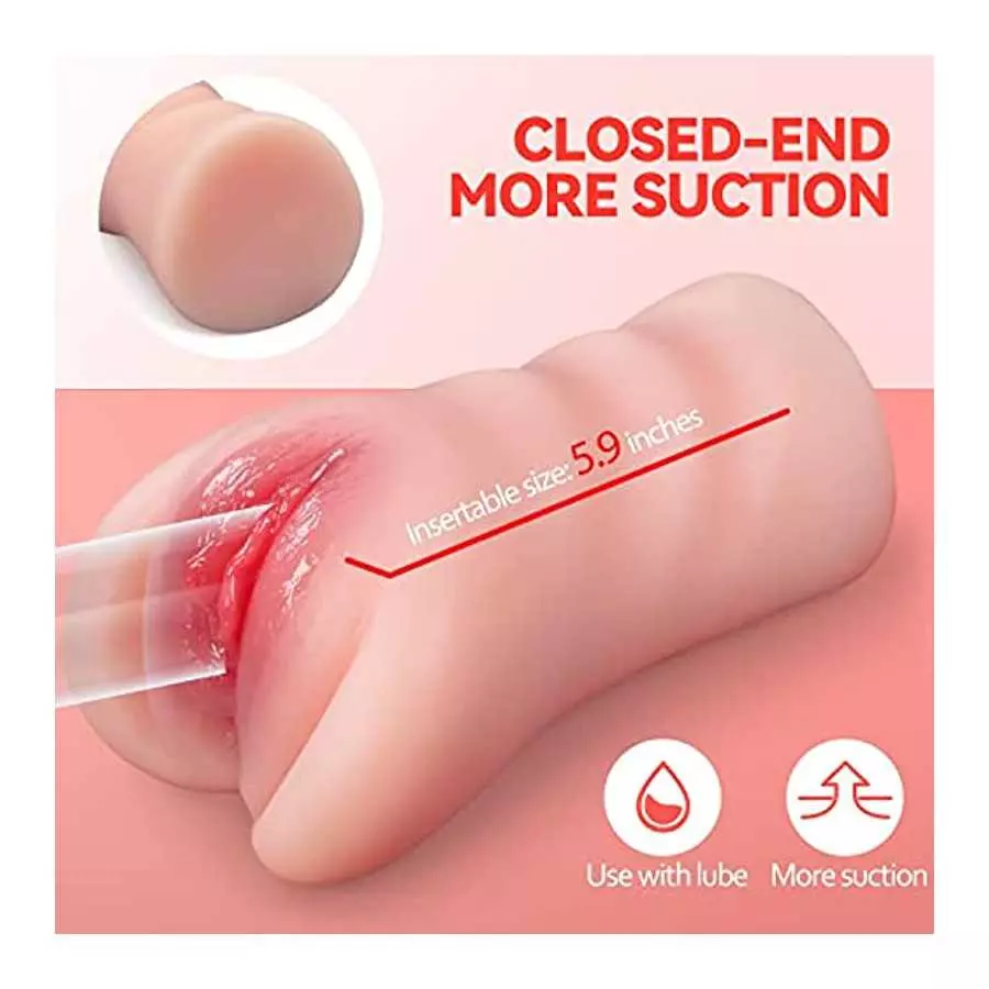 1.68LB Male Masturbator Pocket Pussy Sex Toy - 2 in 1 Realistic Stroker with Real Vagina and Tight Anal Tunnels, Colorfast Soft