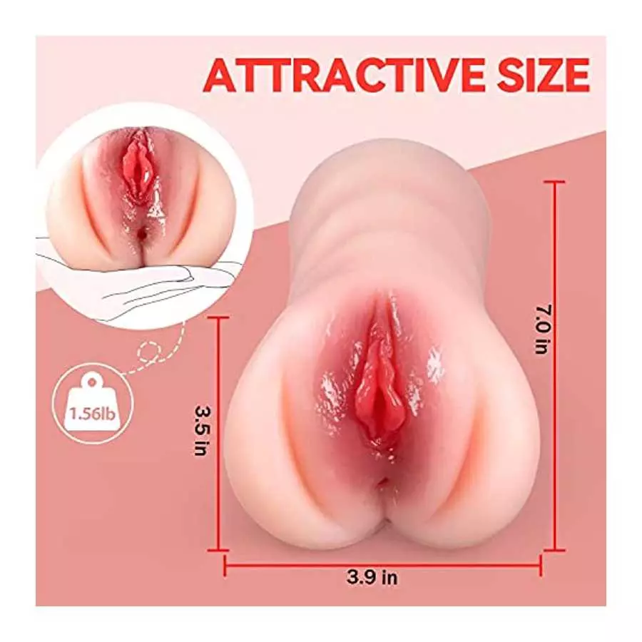 1.68LB Male Masturbator Pocket Pussy Sex Toy - 2 in 1 Realistic Stroker with Real Vagina and Tight Anal Tunnels, Colorfast Soft
