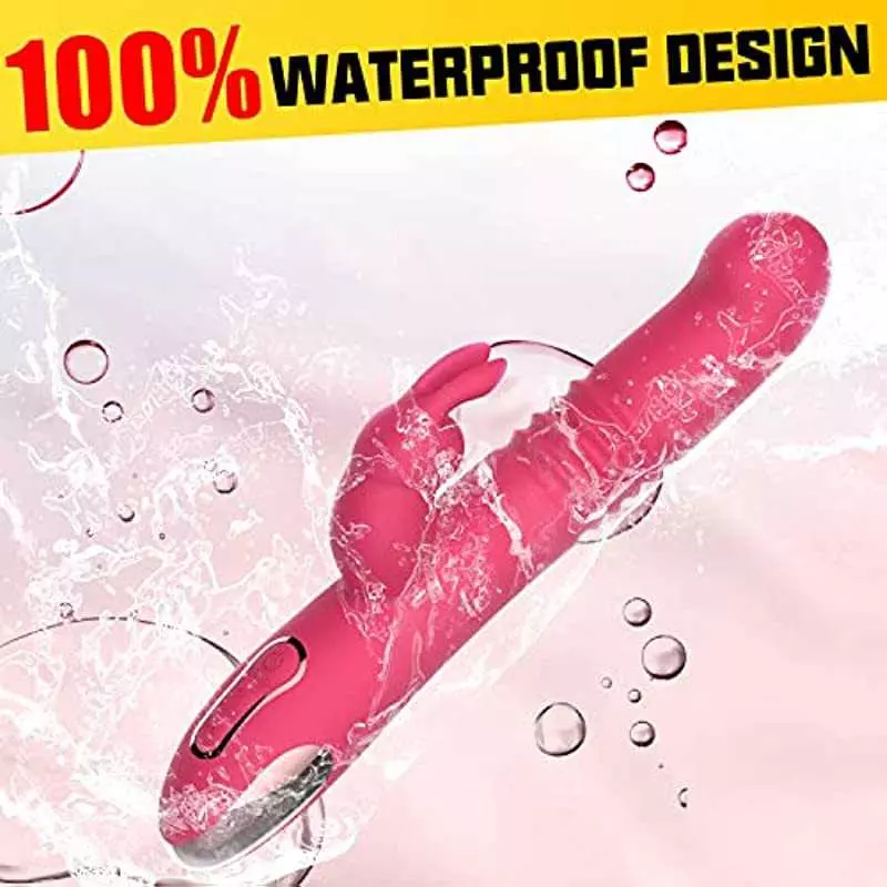 Beaded Thrusting G Spot Vibrator, 9.8" Rabbit Vibrator Adult Sex Toys with 3 Thrusting & Rotation 10 Vibrations Modes, Waterproo