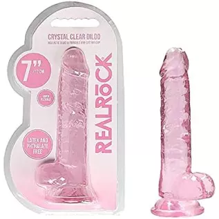 Adult Sex Toys REALRoCK Jelly Dildo with Balls 7" Pink