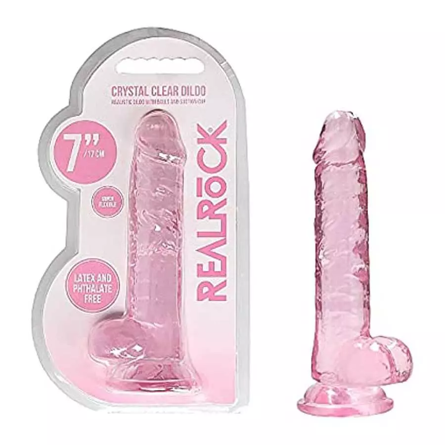 Adult Sex Toys REALRoCK Jelly Dildo with Balls 7" Pink