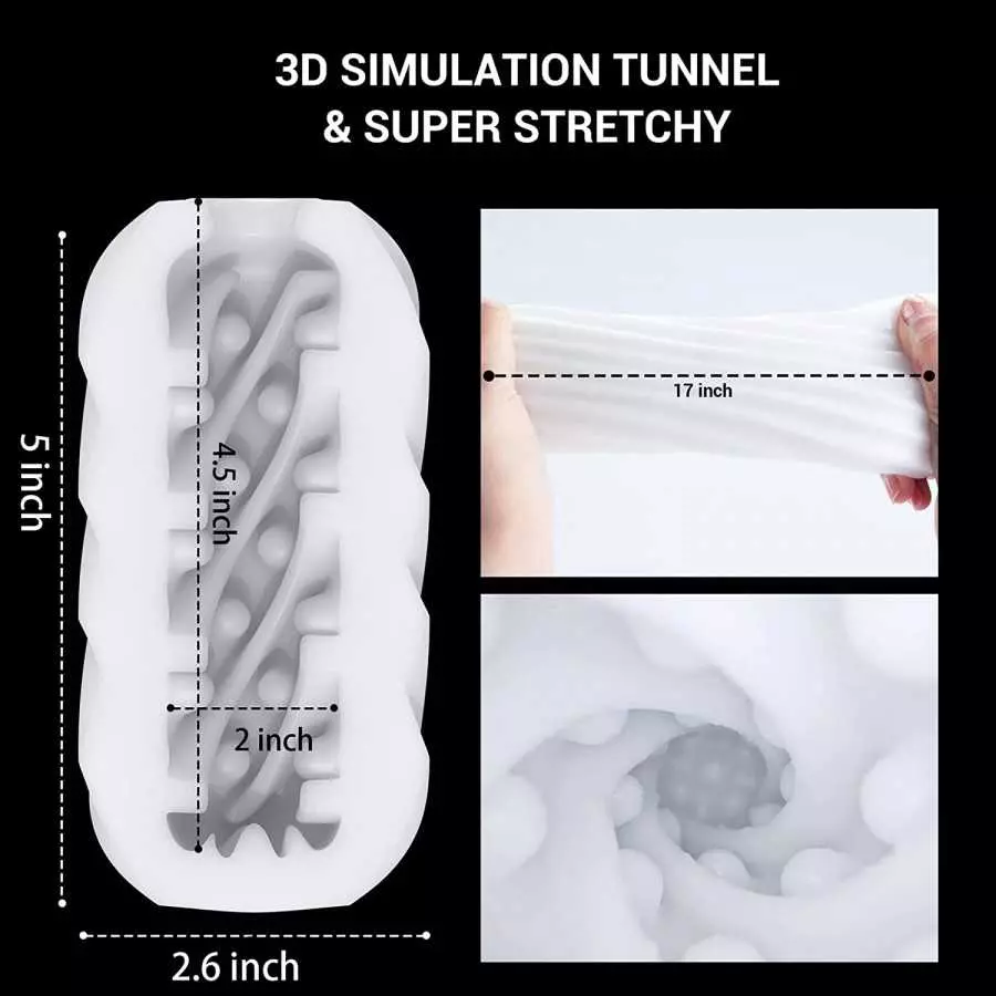 Male Masturbator Vacuum Cup, 3D Realistic Pocket Pussy Sleeve for Men Reusable Soft Stretchy Adult Men Sex Toys, Silky White